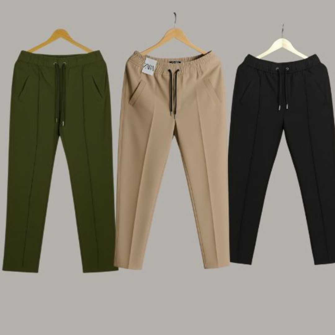 3,Pcs,Formal,Pant,Cutting,Trouser,For,Men,(black,,Khaki,,Olive)
