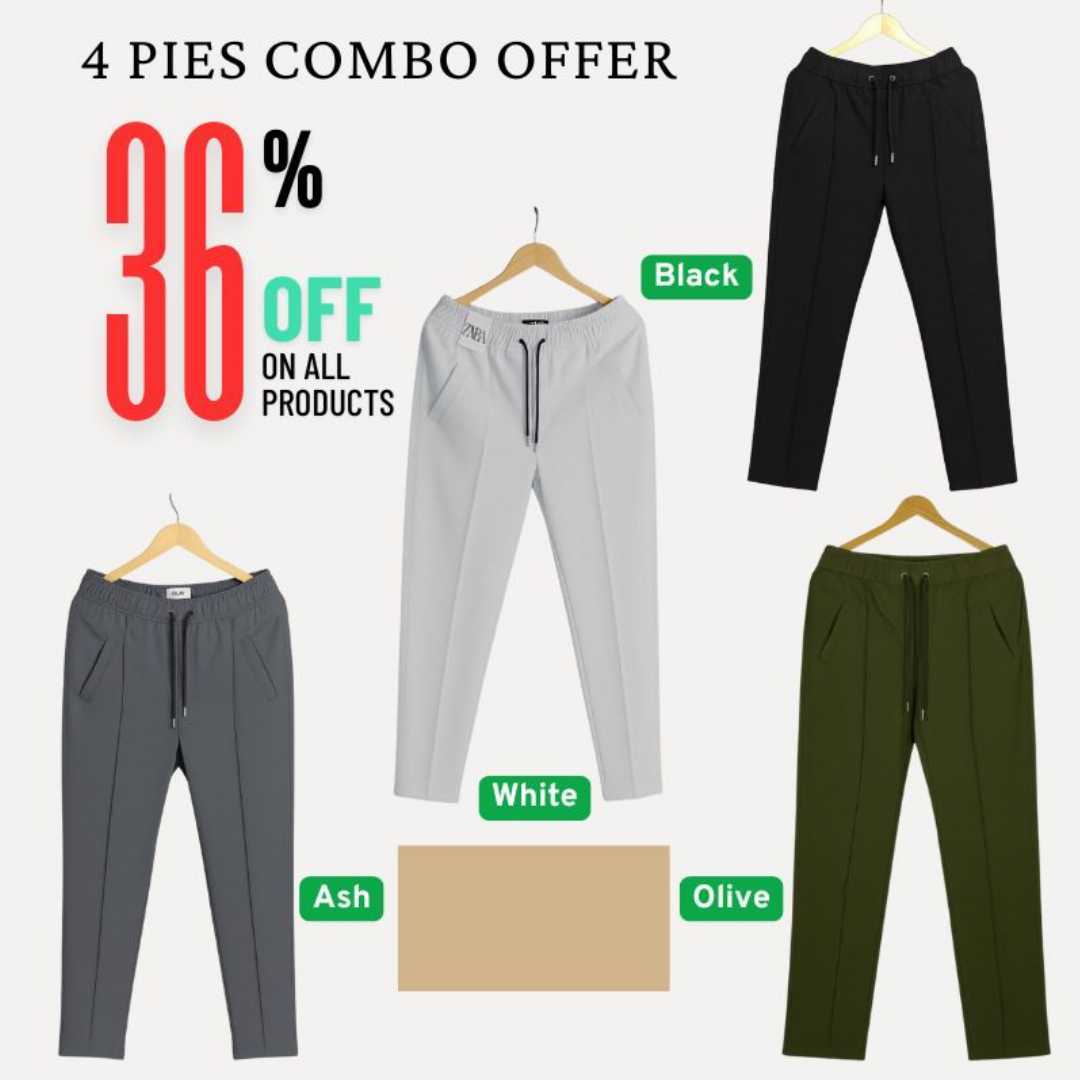 4,Pcs,Formal,Pant,Cutting,Trouser,For,Men,(White,,Black,,Olive,,,Ash)